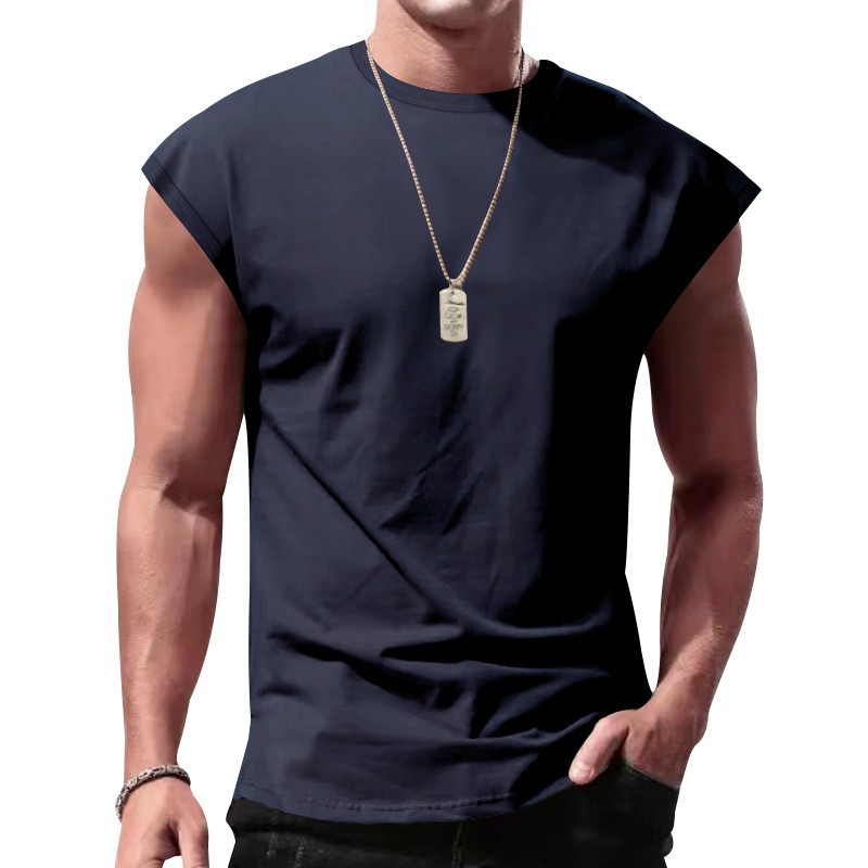 Men&rsquo;s Loose Short Sleeve T-Shirt round Neck Sleeveless Casual Breathable Summer