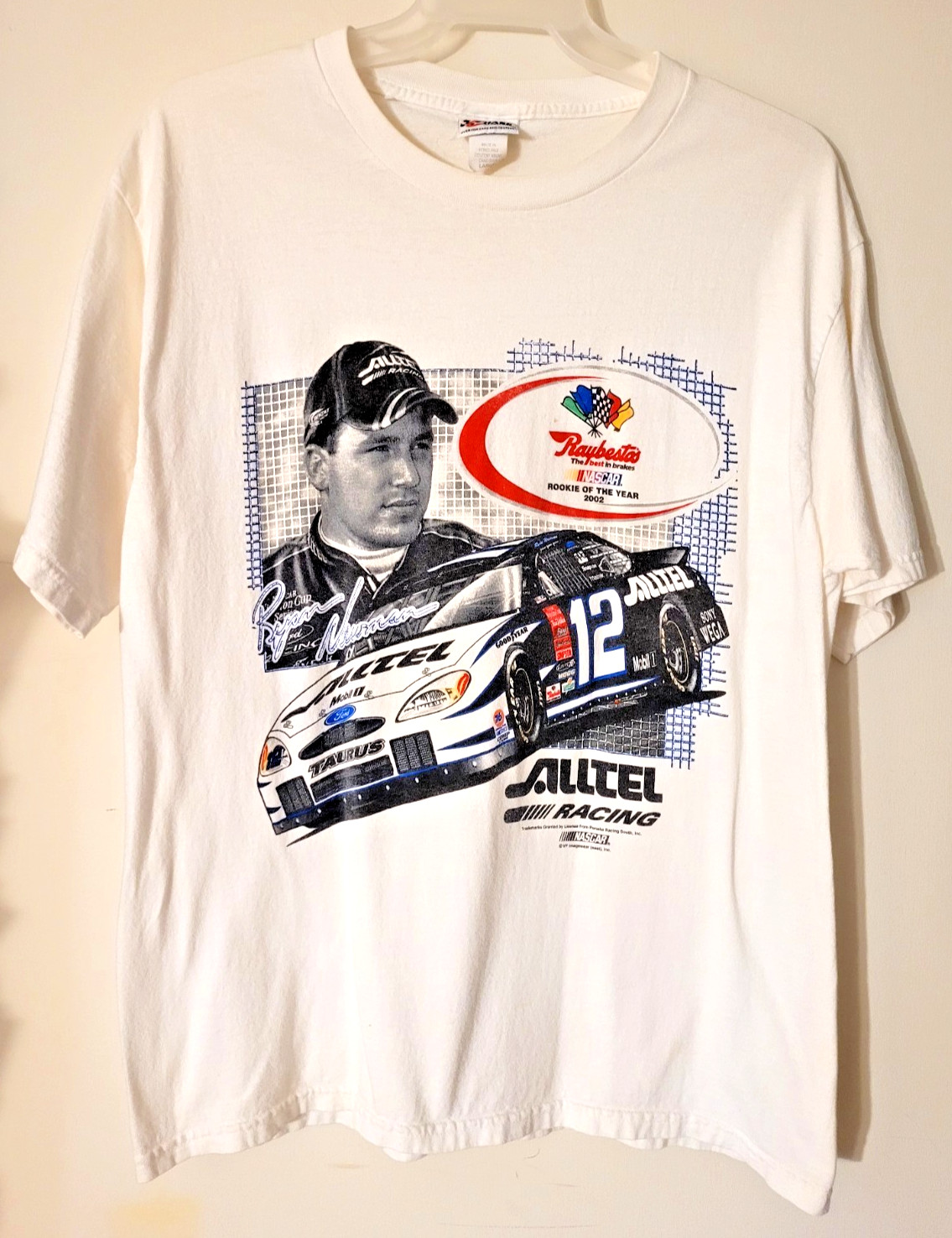 Vtg Rookie Ryan Newman T Shirt #12 Alltel 2002 Checkered Flag Sports Raybestos