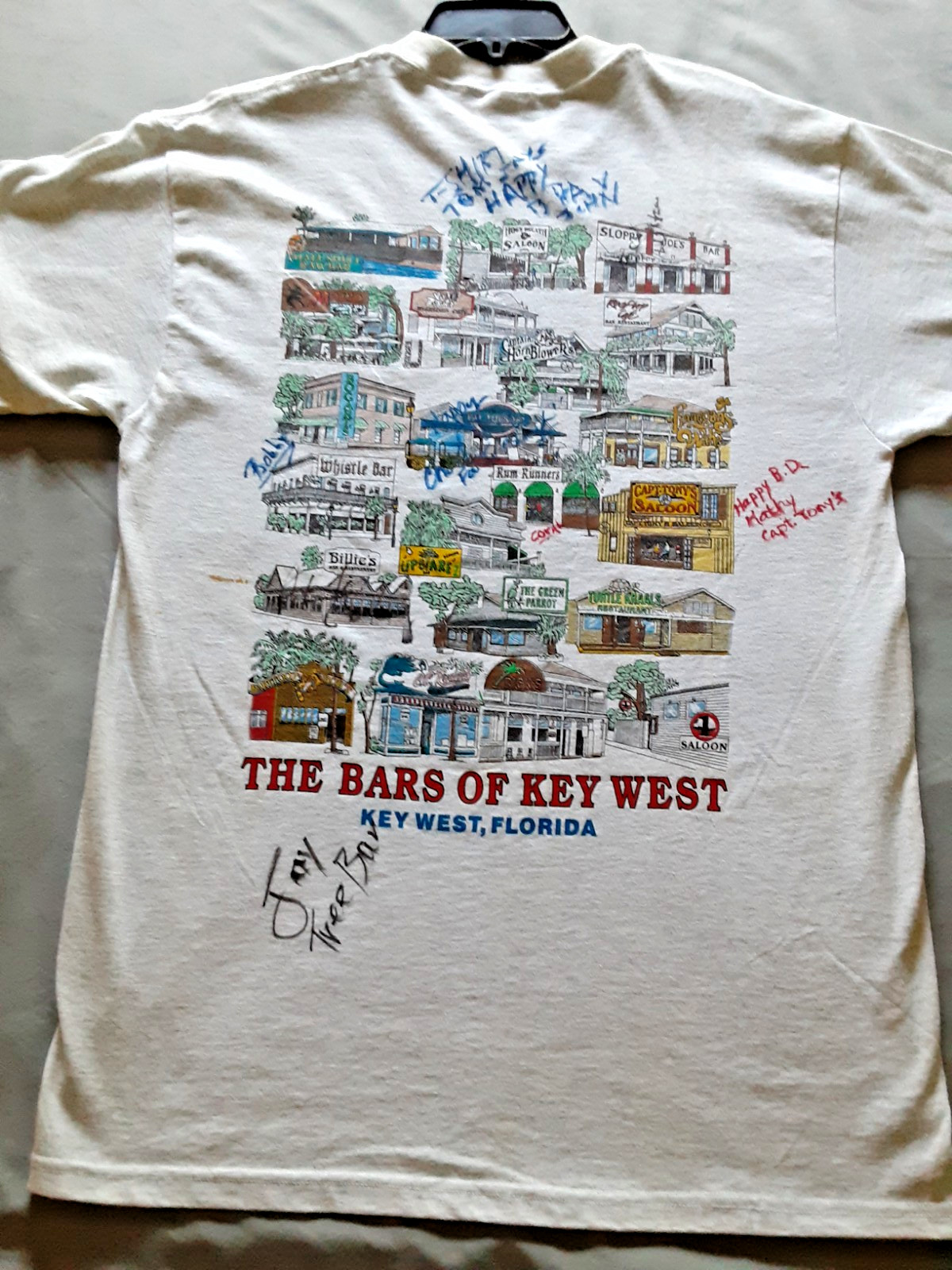 Bars of Key West Florida T Shirt Adult L – Bartender Signed – Delta Pro Weights