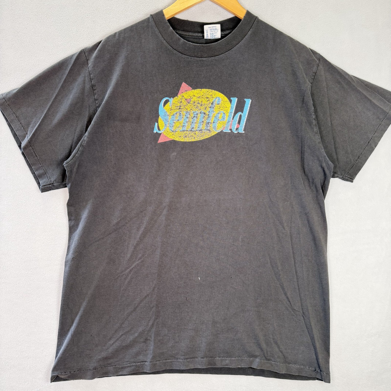 VTG 90s Seinfeld T Shirt Mens XL Black Fade Promo Single Stitch USA Thin Cotton