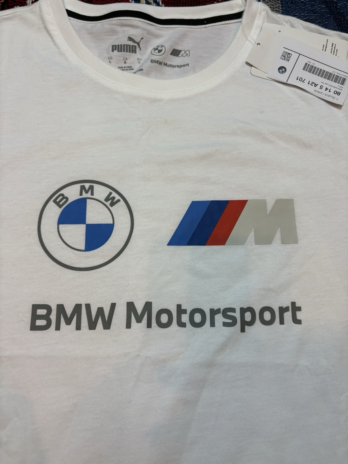 BMW M Motorsport Shirt Official Puma ESS MMS Logo Men&rsquo;s Large New With Tags
