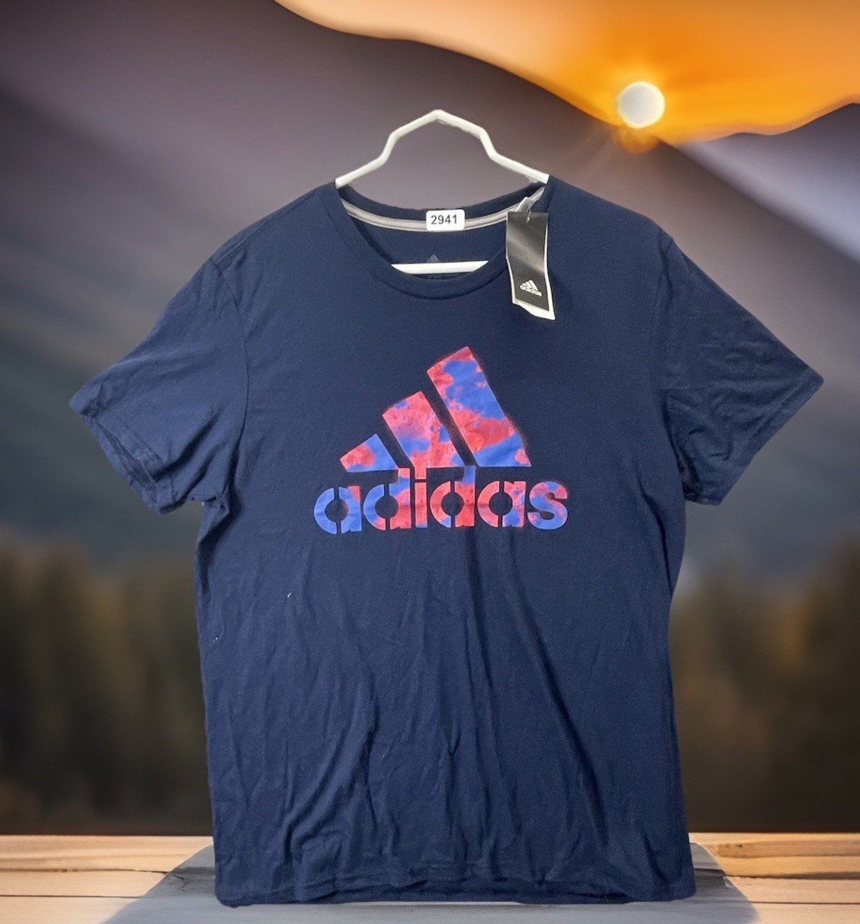🔥 Adidas • Blue Bos Camo Unite Crew Neck Performance T Shirt • Men’s Sz L