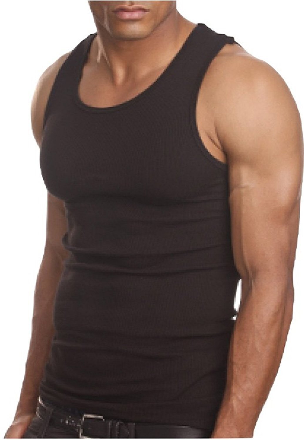 3 Men&rsquo;s A-Shirt Wife Beater Tank Top Undershirt BLACK Egyptian Cotton SMALL-2X
