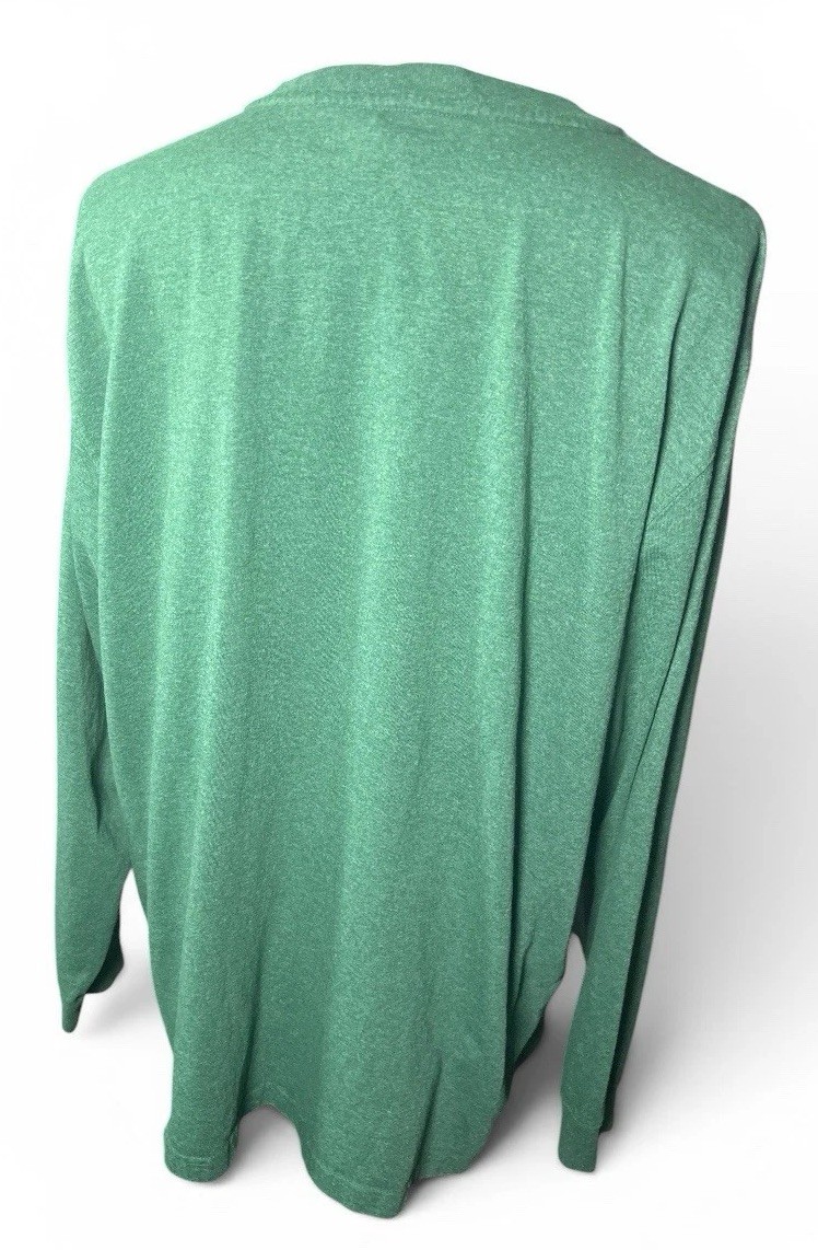 Carhartt Loose Fit Henley Shirt Men&rsquo;s 2XL Green Long Sleeve Pocket Logo TK0128