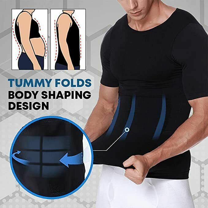 SecondSkin Men&rsquo;s Shaper Cooling T-Shirt Compression Vest Slimming Shapewear US