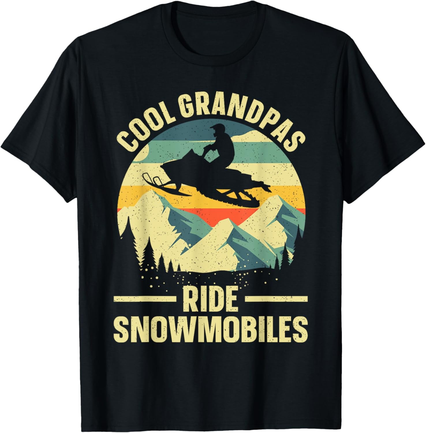 Cool Snowmobile Art For Men Grandpa Snowmobiling Snowmobile T-Shirt