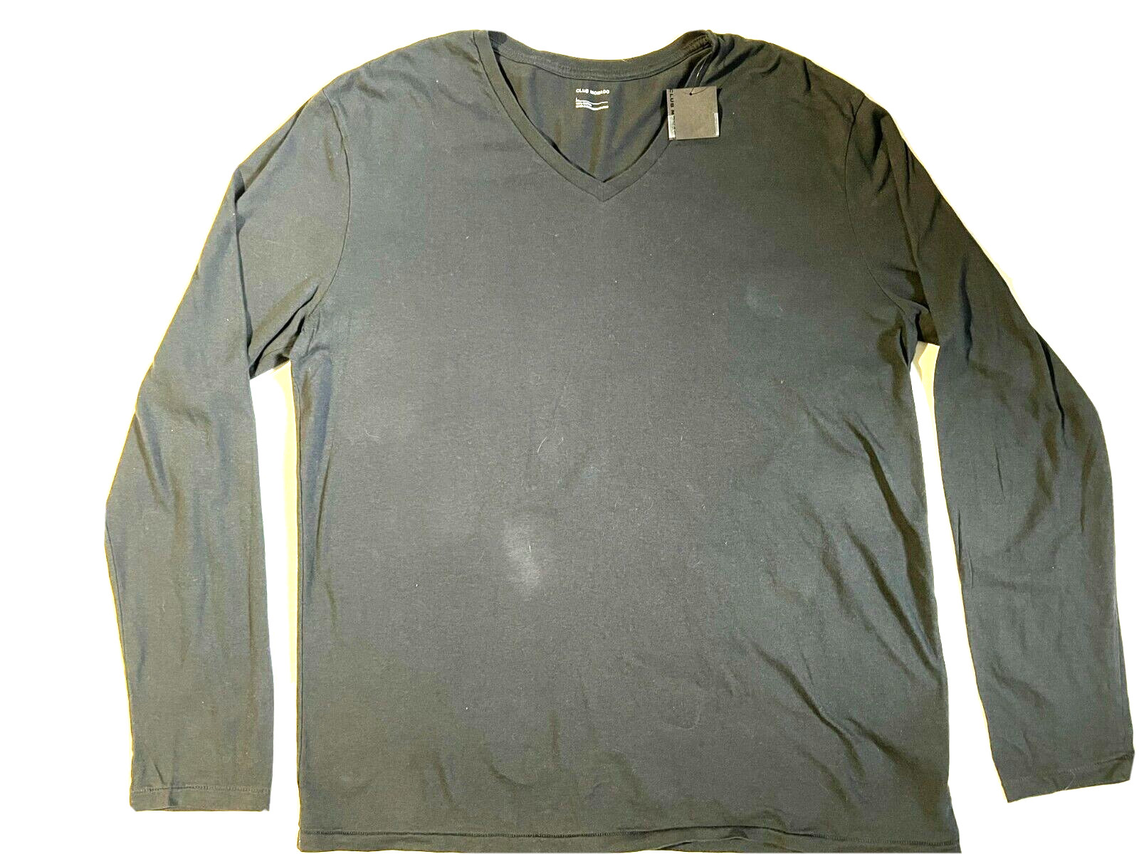 New CLUB MONACO Mens T-shirt Blk L/S Soft Cotton V-neck Tee sz L $49