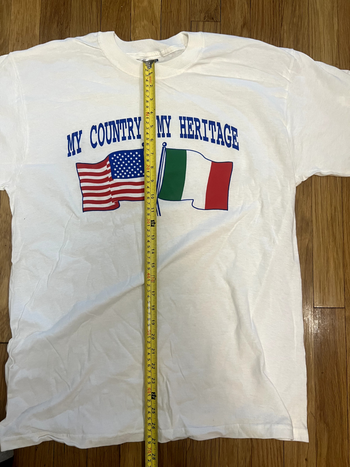 Vintage T-Shirt: MY COUNTRY MY HERITAGE – Italian American – Size: Large – NOS
