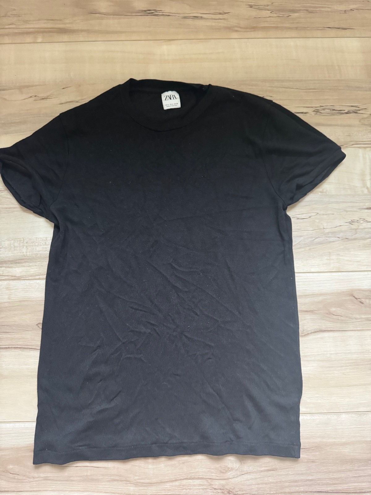 Zara T Shirt Mens S Black Short Sleeve Classic Collar knit