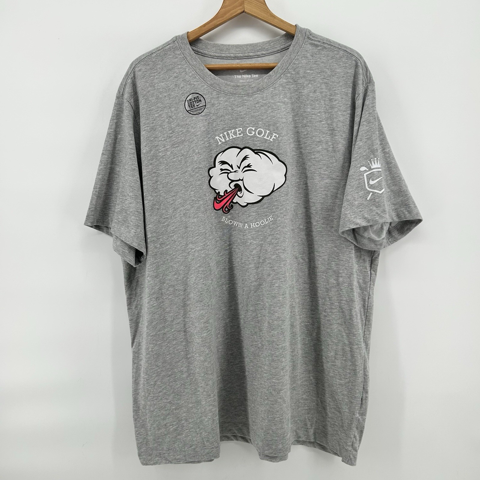 Nike Golf Tee T Shirt Mens 2XL Gray Graphic  » Blowin A Hoolie » Dri-Fit NWOT