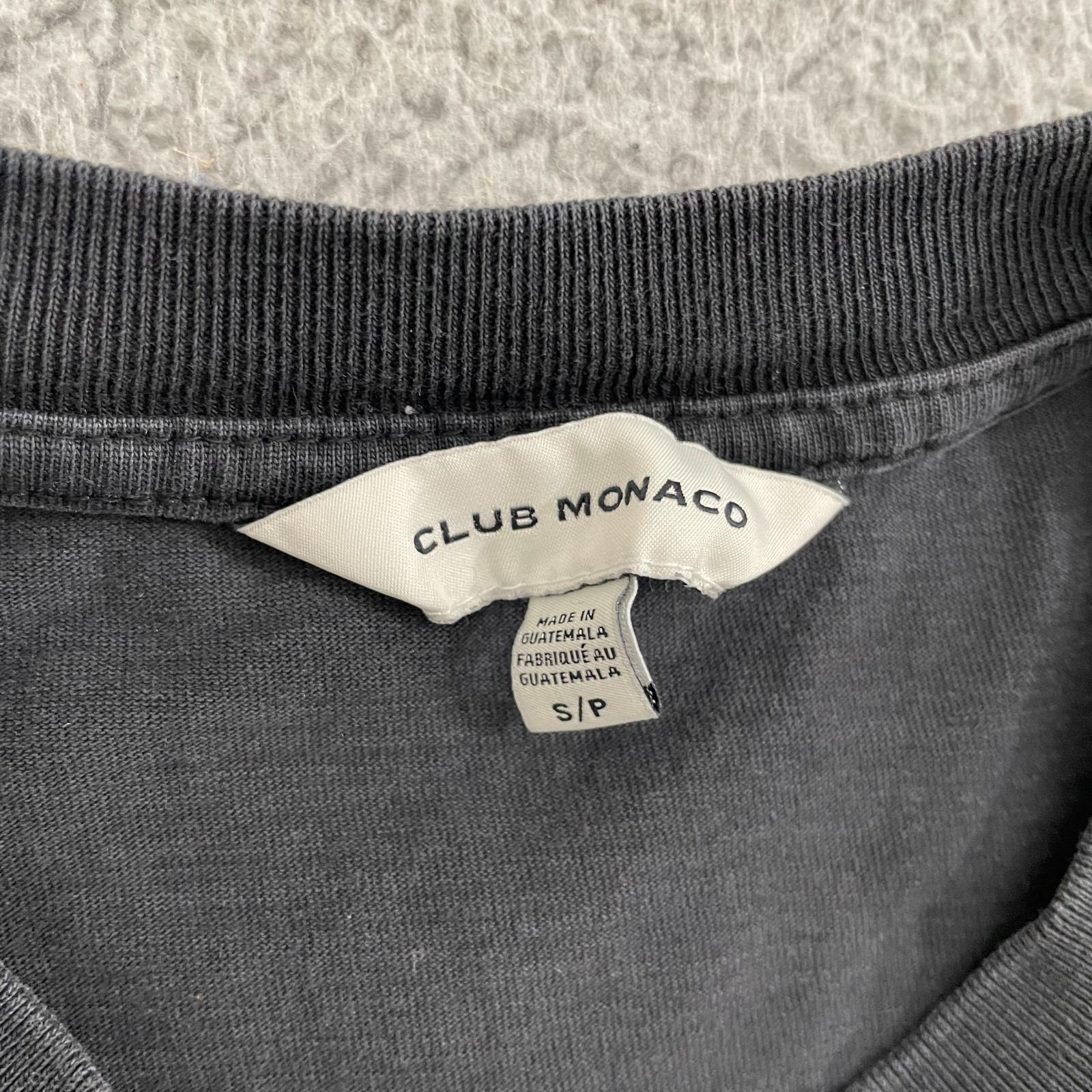 Club Monaco T-Shirt Men S Black Cotton Long Sleeve Pocket