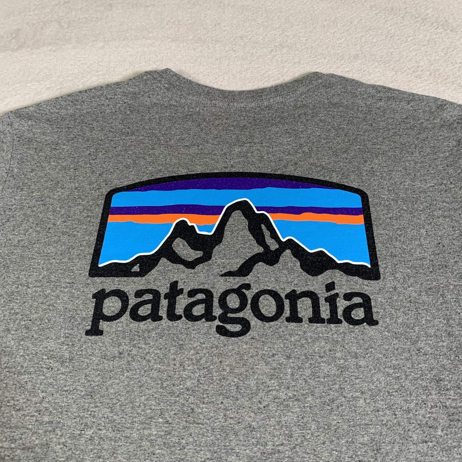 Patagonia Shirt Mens Medium Gray Responsibili-Tee P-6 Logo Mountain Short Sleeve