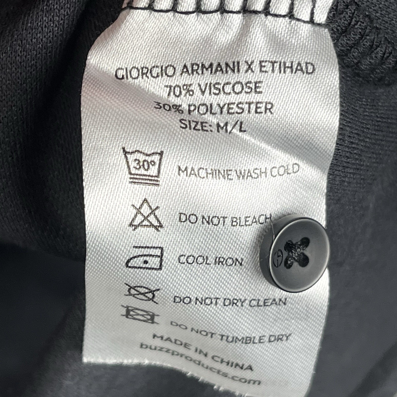 Etihad Airways Giorgio Armani Shirt M/L First Class Long Sleeve Henley Geometric