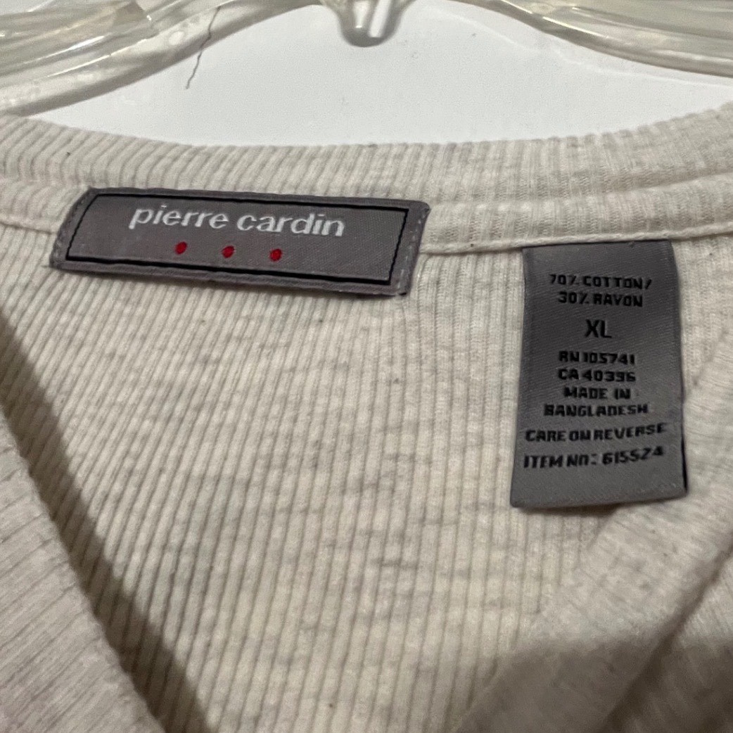 Pierre Cardin Mens XL Oatmeal Heather Ribbed Knit Short Sleeve Shirt 615524
