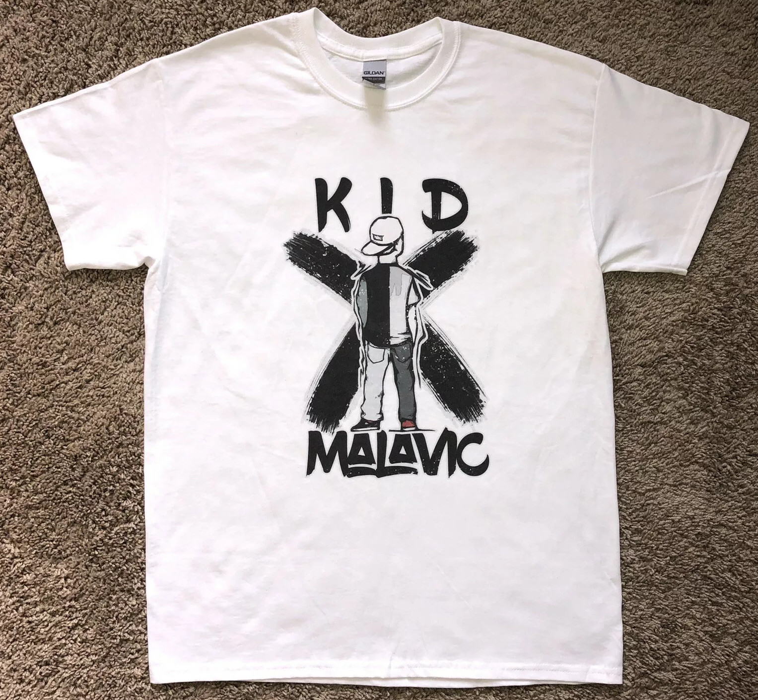 Kid Malavic Unisex Short Sleeve Kid Backwards Hat X White Graphic T-Shirt