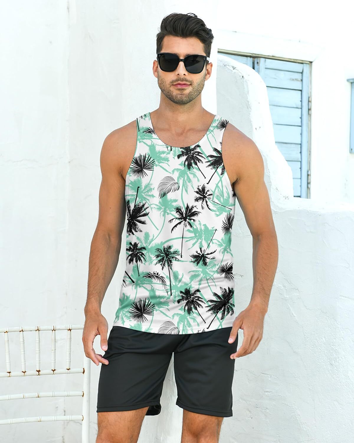 Mens Beach Tank Tops Fashion Graphic Quick Dry Sleeveless Shirt for Beach