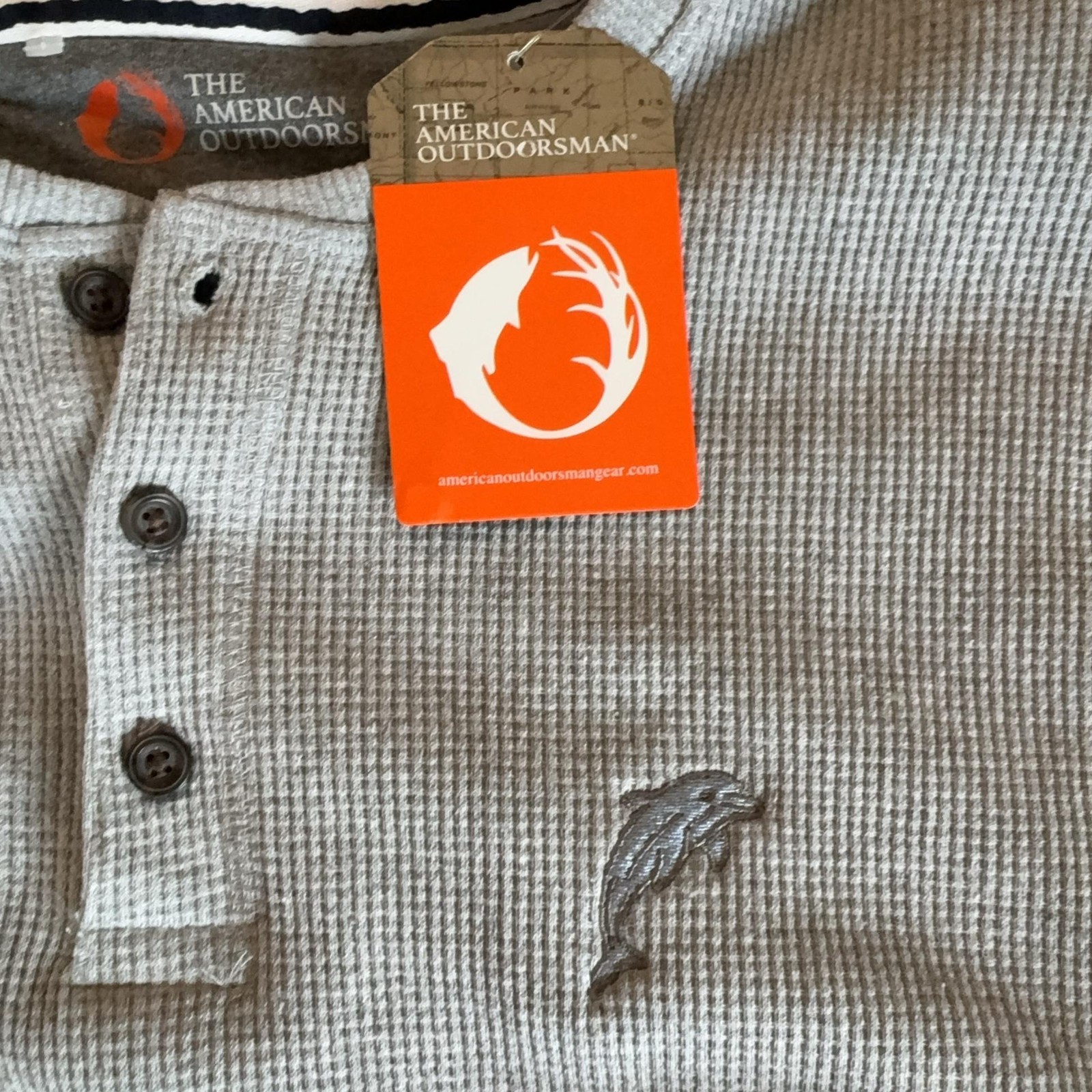 The American Outdoorsman Shirt Mens XL Gray Thermal Henley Dart&rsquo;s Camp NWT $50