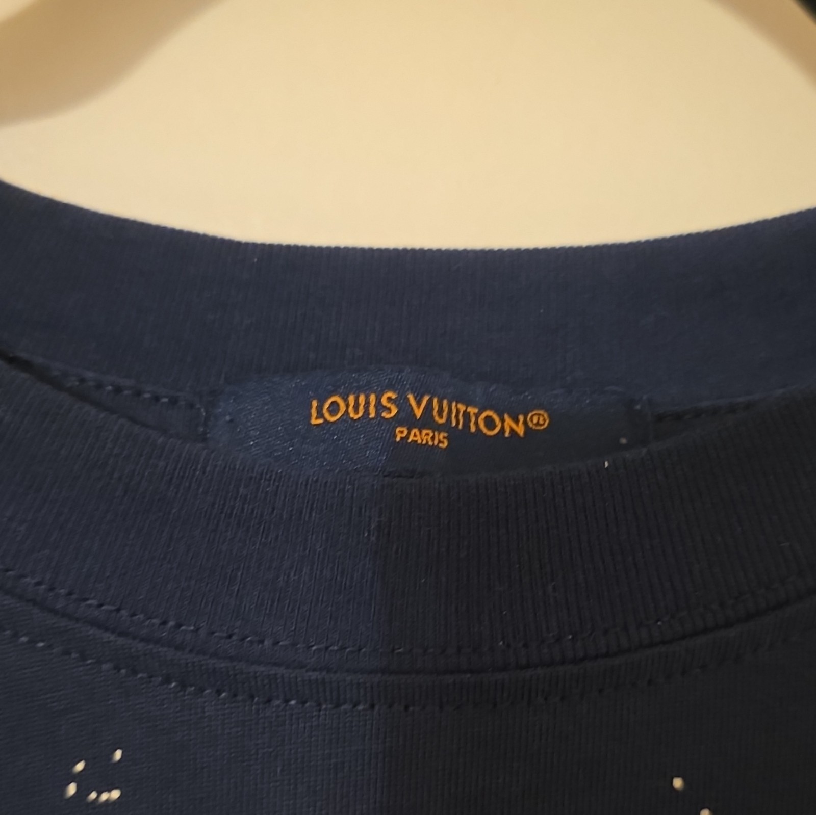 Louis Vuitton Men&rsquo;s Blue/White Monogram Logo Crew Neck Short Sleeve T-Shirt L