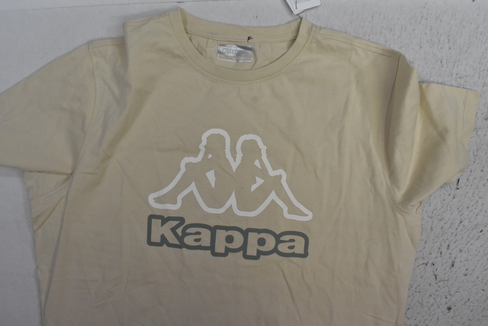 Kappa Logo Ostesso Beige Short Sleeve Crew Neck Tee Cotton T-Shirt Mens XL