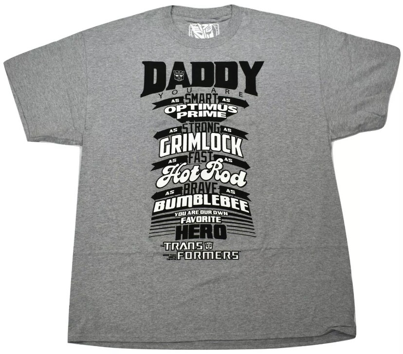 Transformers Hero Daddy Optimus Prime Father’s Day Men’s Gray T-Shirt XL, 2XL