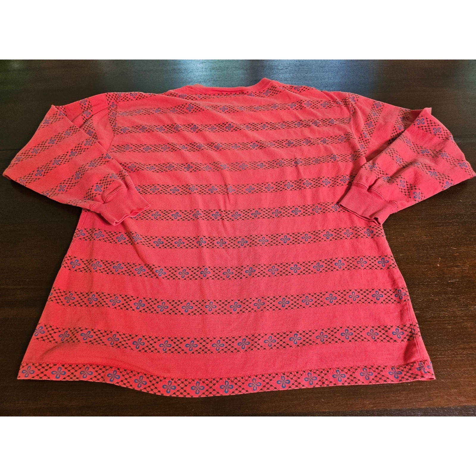 Dockers Long Sleeve Shirt Mens Large Red Striped Vintage Cotton Crewneck