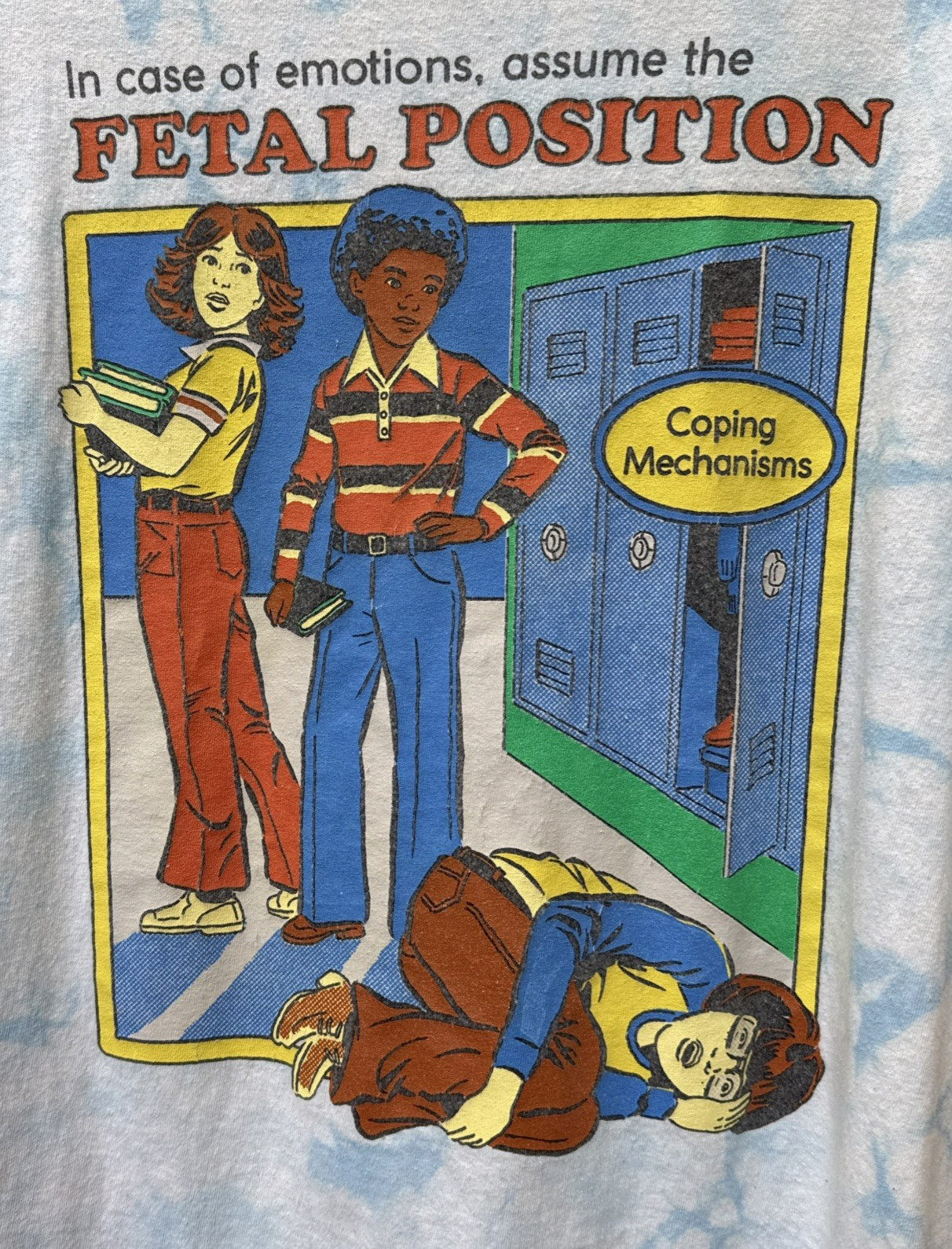 Steven Rhodes Unisex T-Shirt L Coping Mechanism Fetal Position Tee Graphic Print