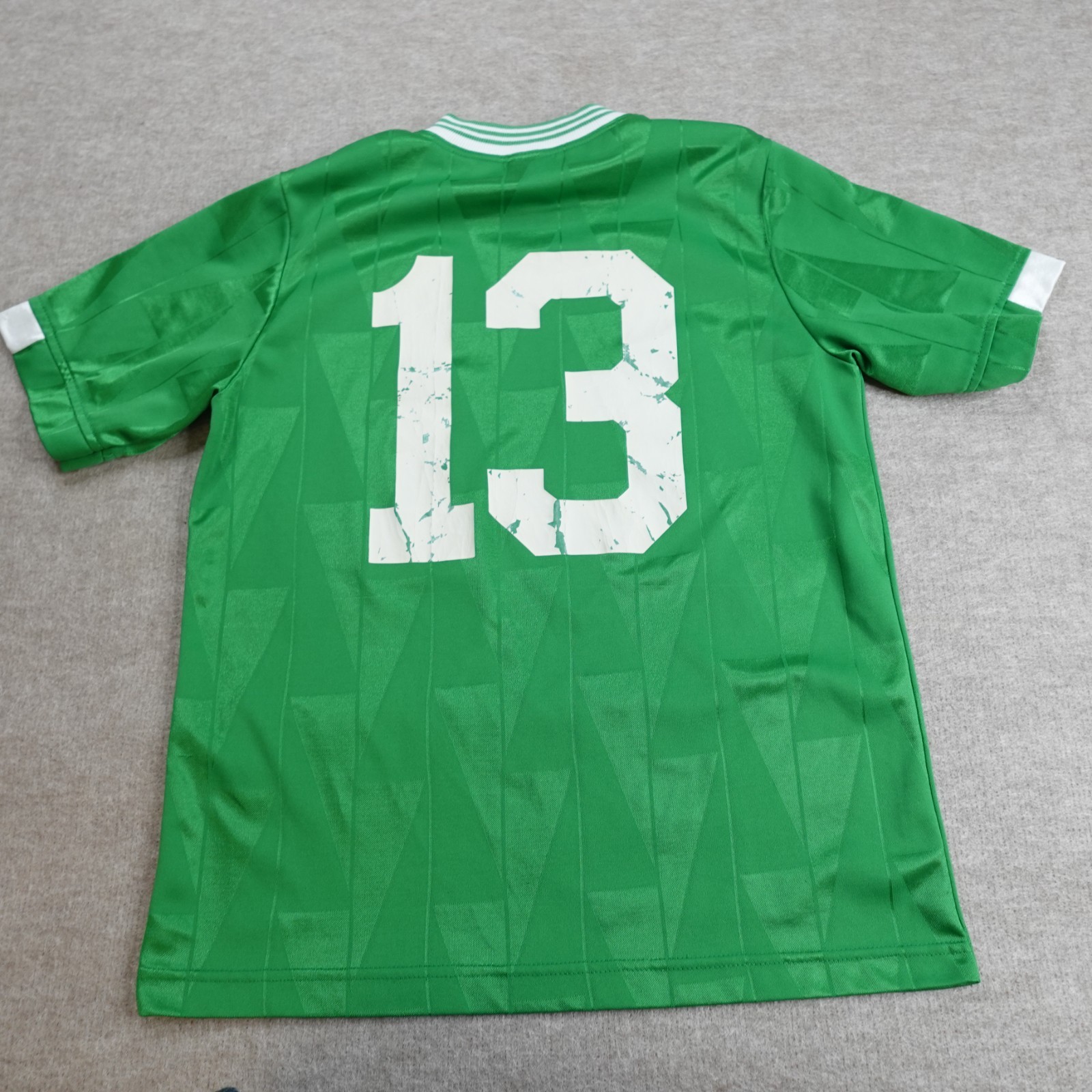 Vintage Umbro Shirt Green Double Sided Satin Made in USA Soccer Football #13