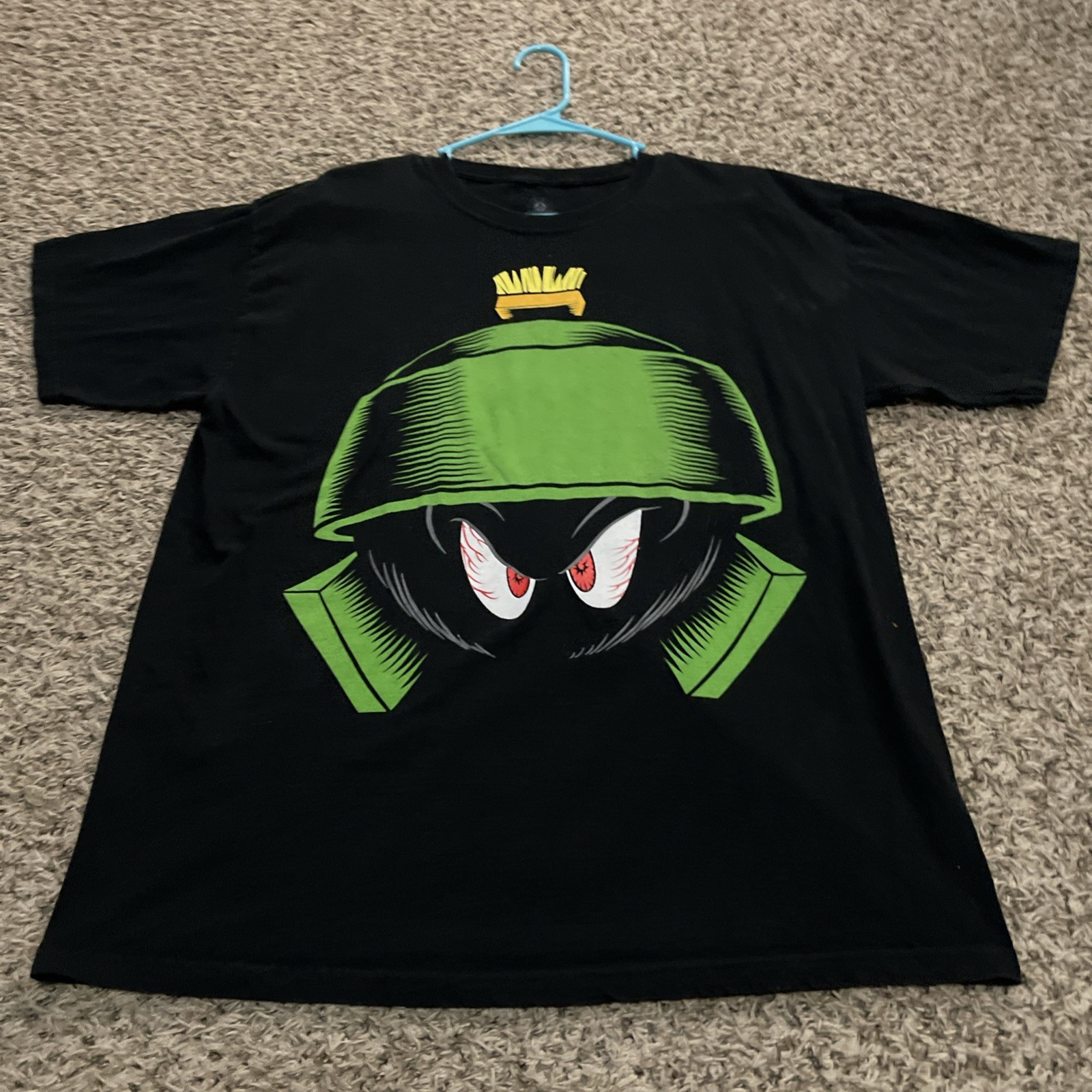 Warner Bros Marvin The Martian Black Tshirt Cotton Adult Size Large 21”x 29”