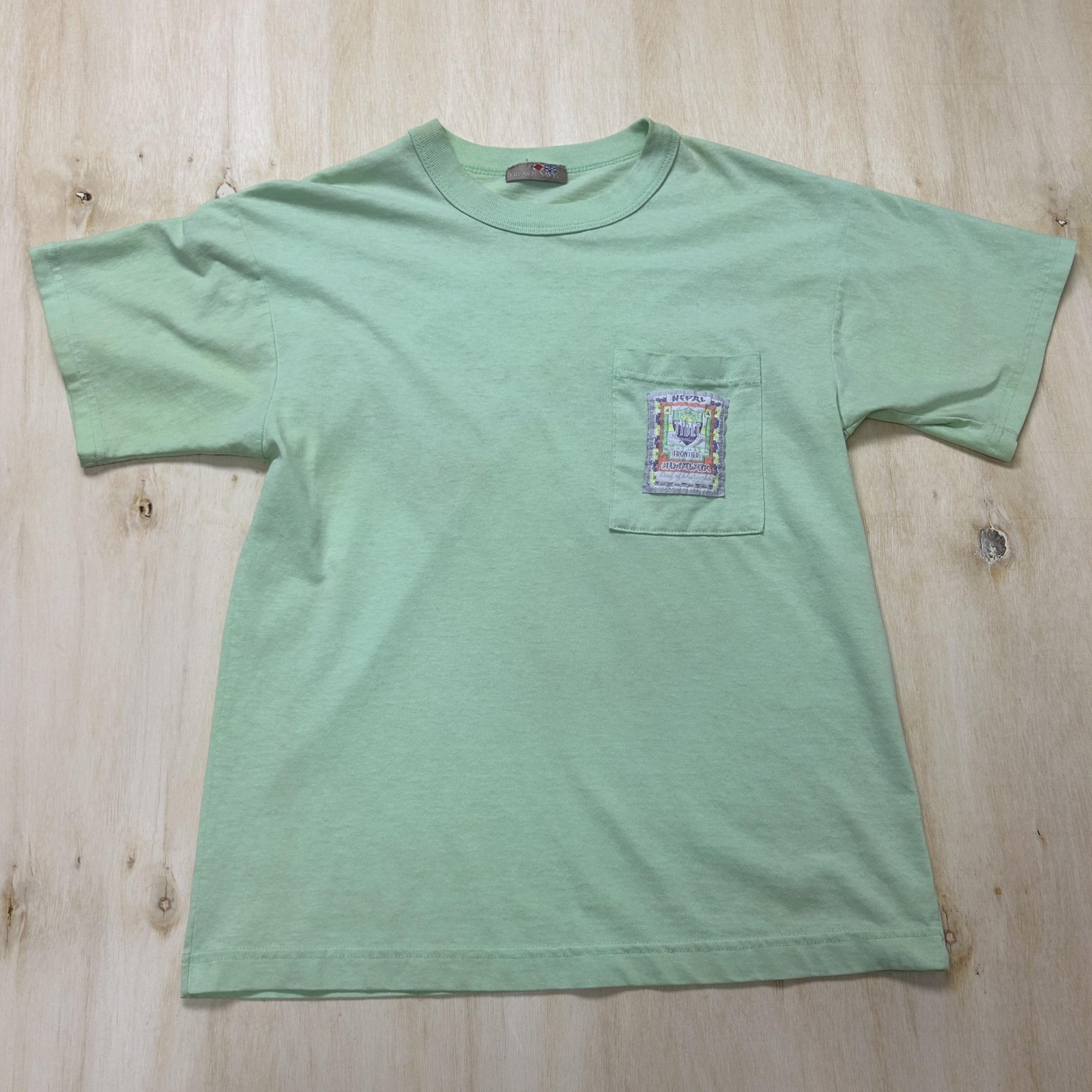 Vintage Nepal Tibet Himalaya Shirt Mens Medium Green Pocket Travel Tee T-Shirt