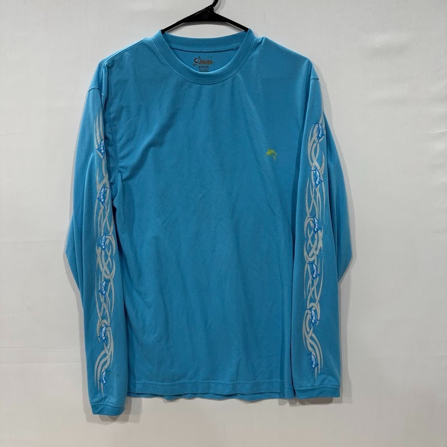 World Wide Sportsman Long Sleeve Shirt Men’s S Blue Tribal Sleeve Fishing Tee