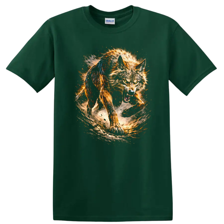 Fierce Wolf Graphic T Shirt Wild Animal Art Attack Tee Design Gift