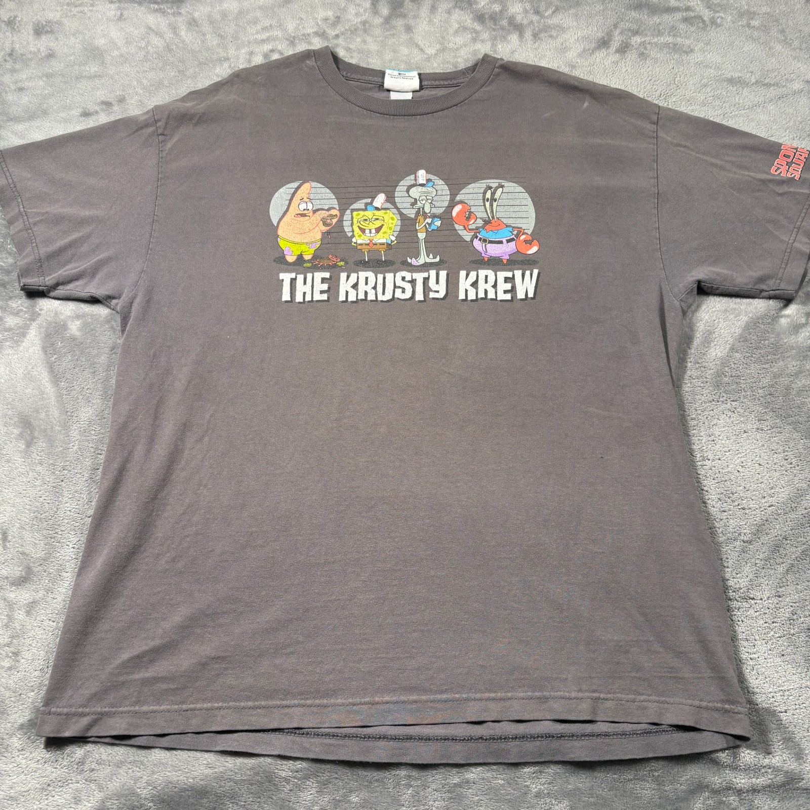 Vintage Nickelodeon T-Shirt Mens XL Gray SpongeBob SquarePants The Krusty Krew