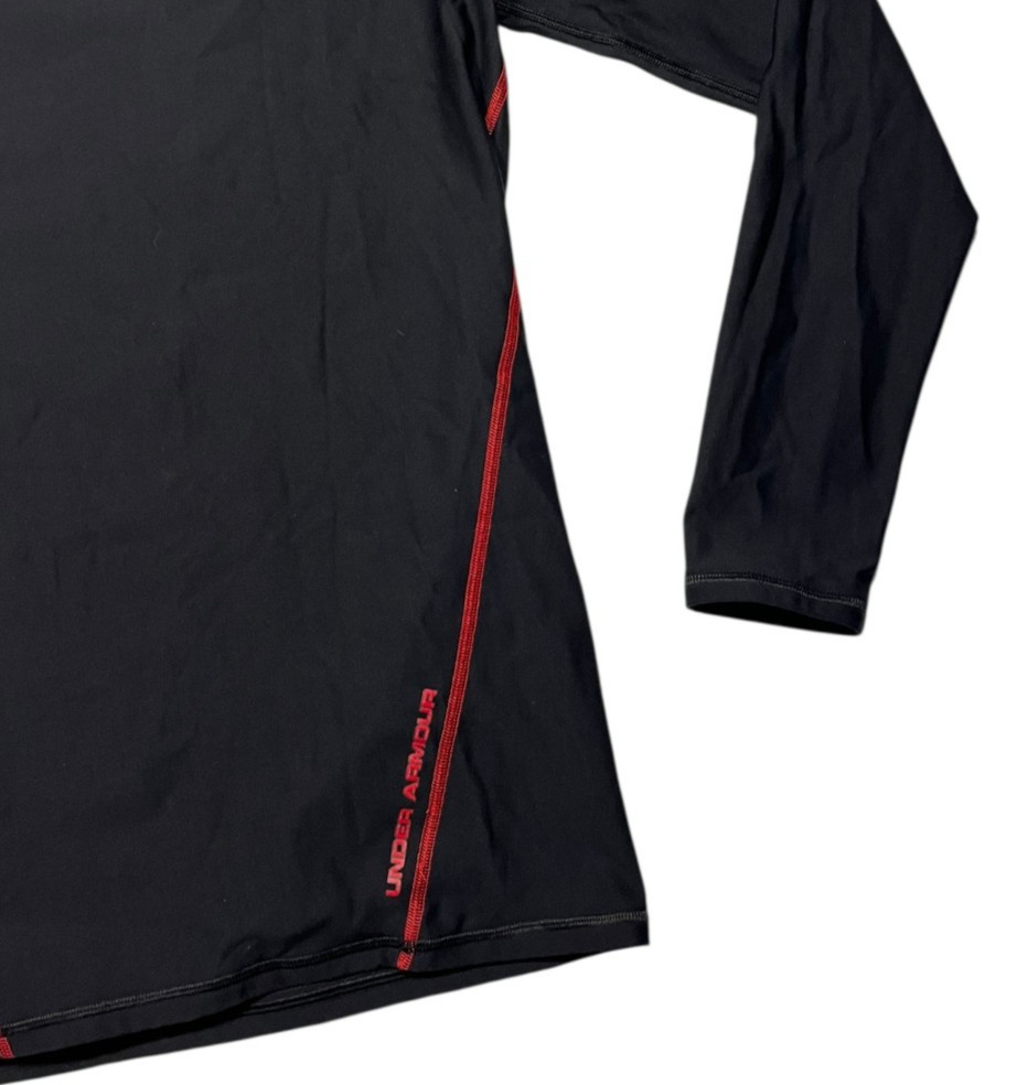 UNDER ARMOUR Black/Red Nylon/Spandex COLDGEAR MOCK-TURTLENECK Gym Shirt Men XXL