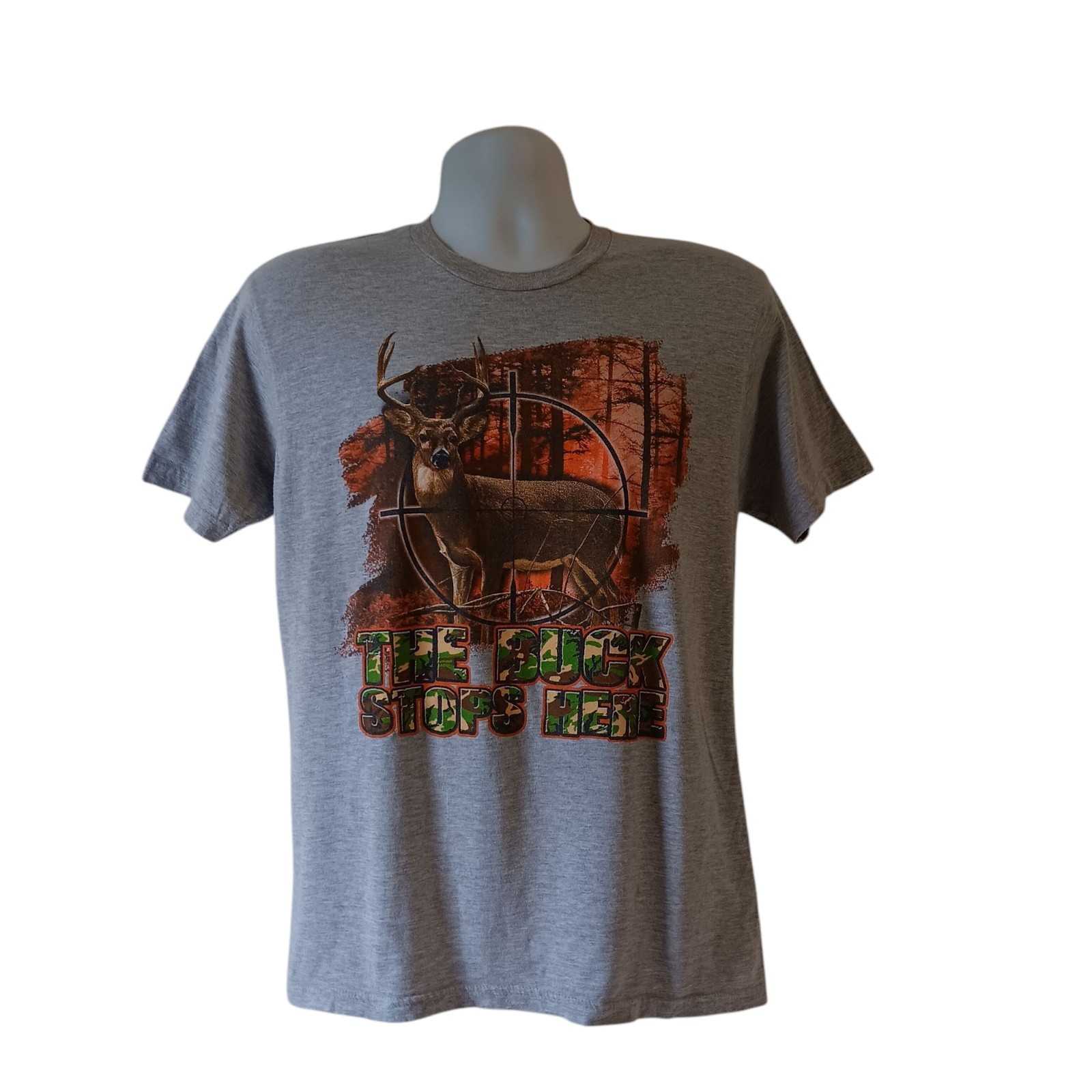 Life Style Classics men&rsquo;s gray buck hunting short-sleeve graphic t-shirt size L