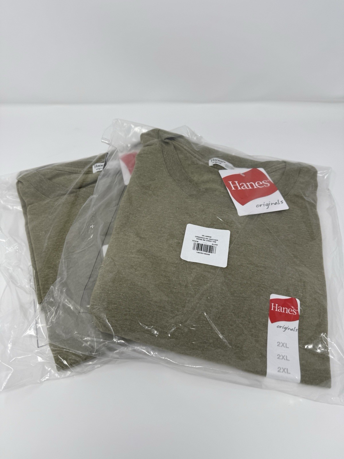 2 Hanes Triblend Lightweight Crew Tees 2XL Olive Drab Heather