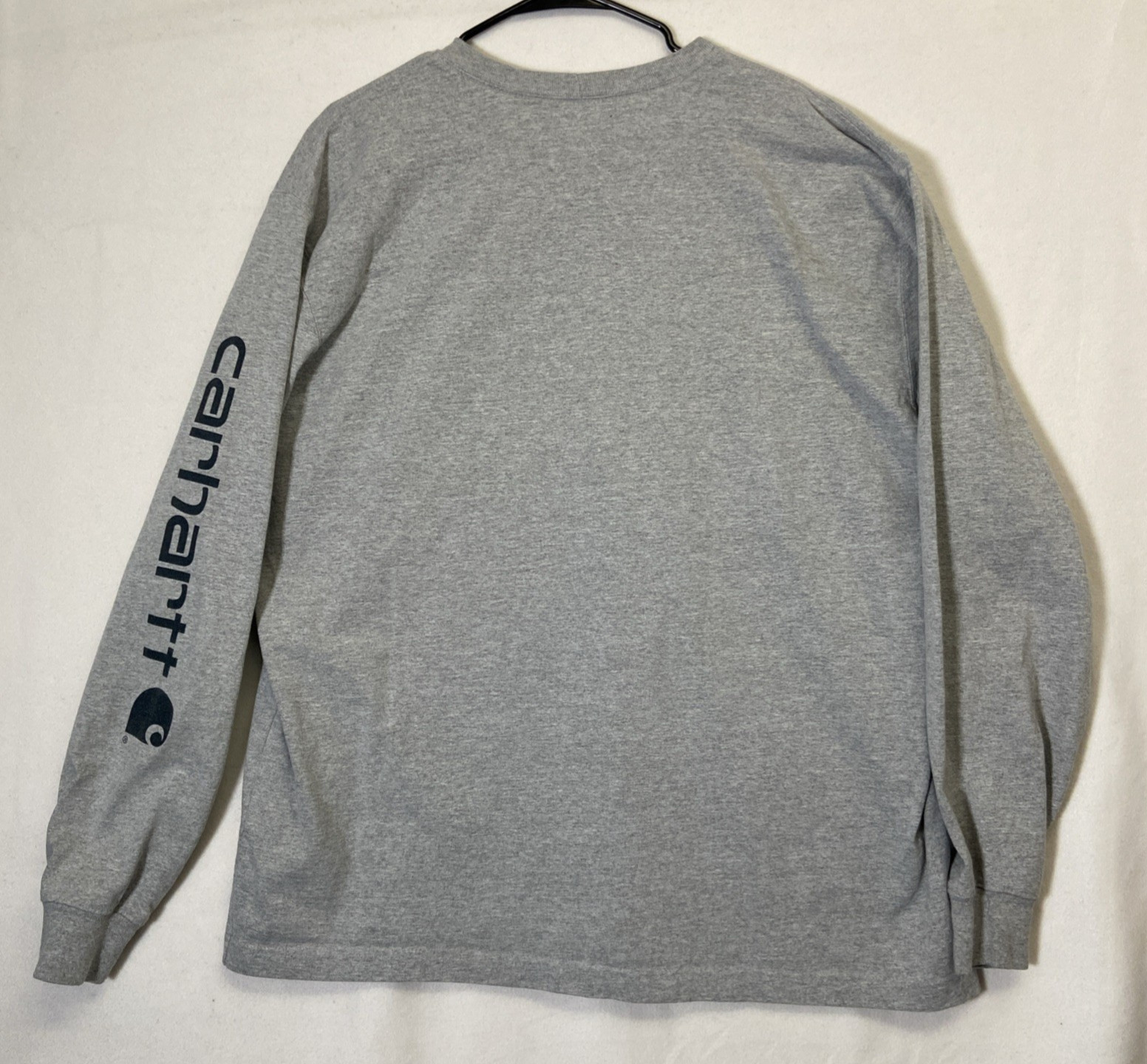 Carhartt Long Sleeve Shirt Mens L Large Regular Gray K231 HGY Logo Crew Neck Tee