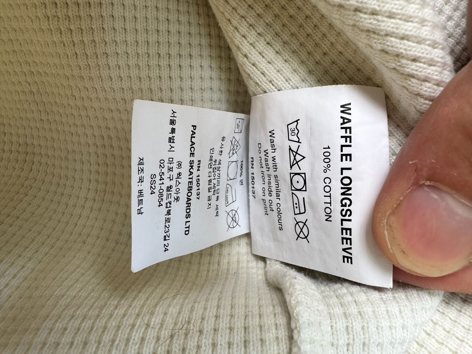 Palace Waffle Longsleeve Spellout Top Soft White/Burgundy