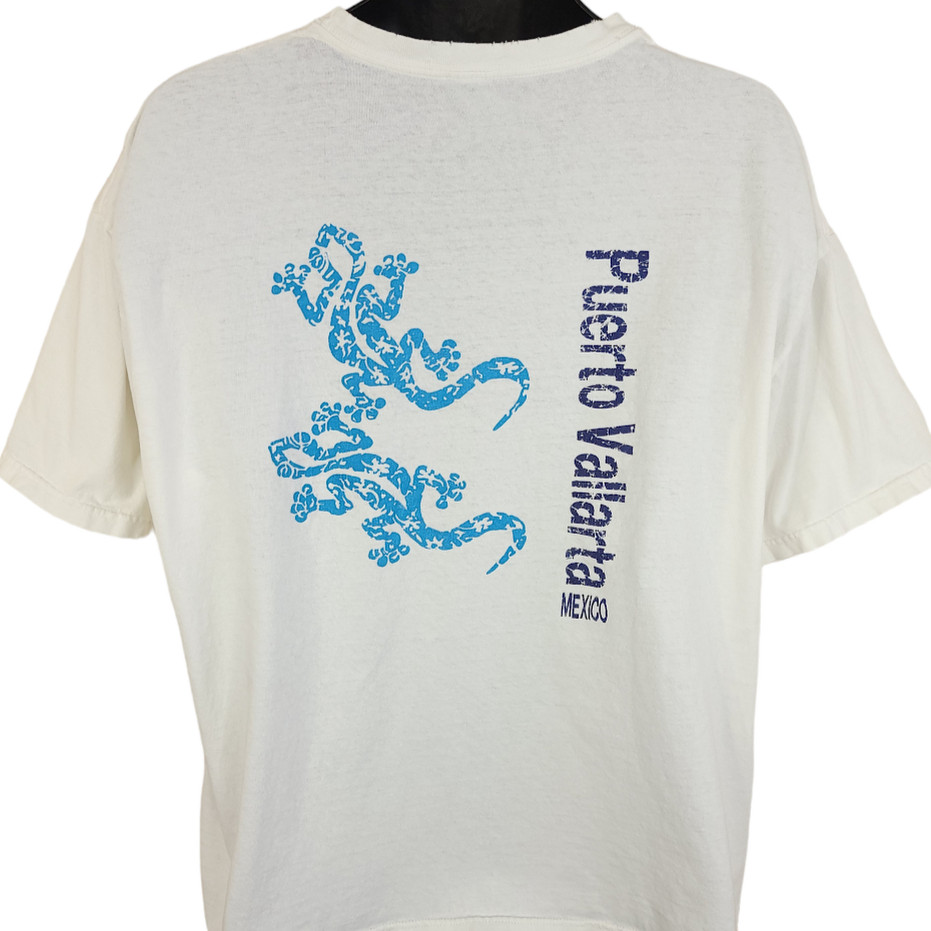 Vintage Puerto Vallarta T Shirt Mens Size 2XL Y2K Mexico Gecko Lizard Animal