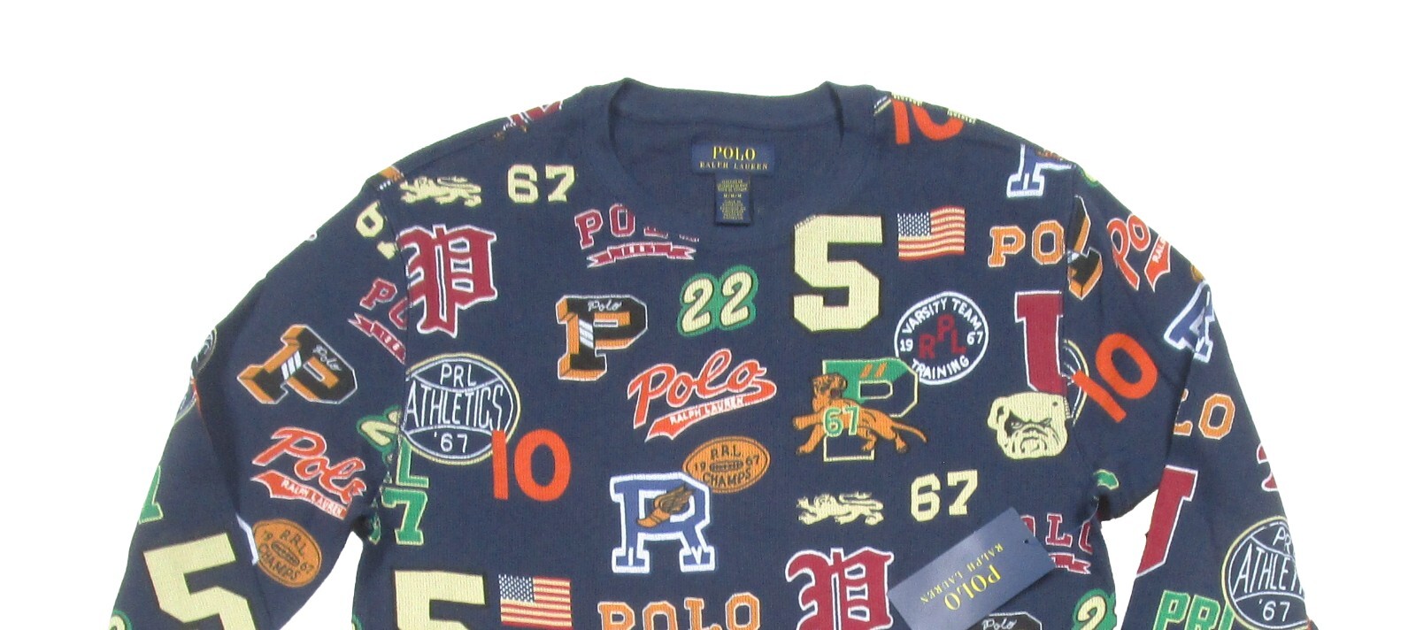 Polo Ralph Lauren Men&rsquo;s Navy Letterman Print Waffle Knit Thermal Sleep T-Shirt