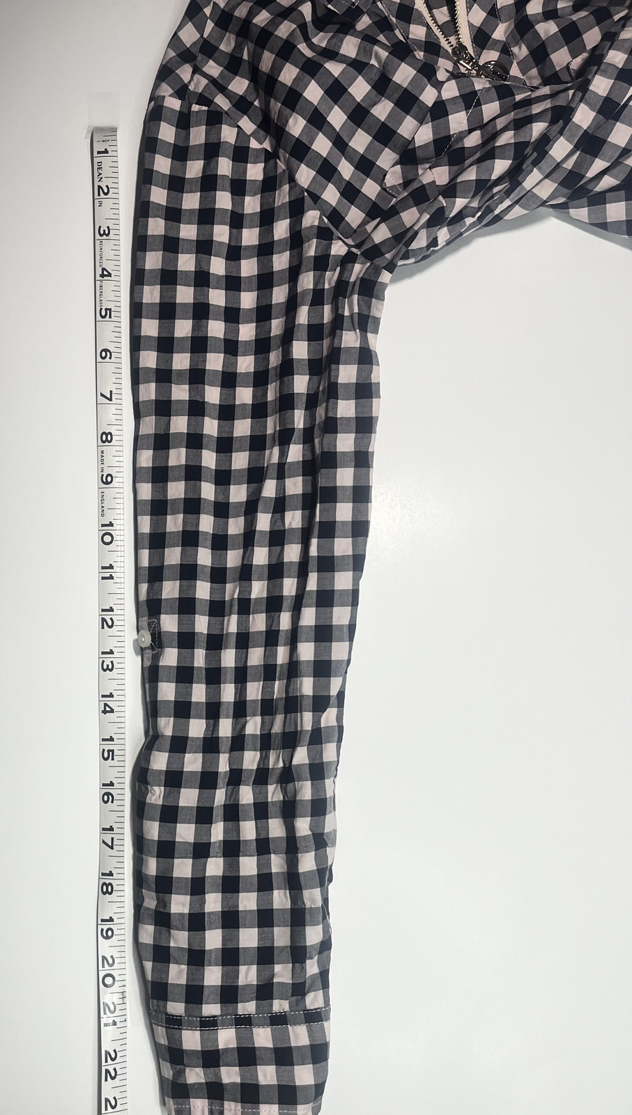 TOMMY HILFIGER Women XS Black and White Flannel Gold Zip-Up