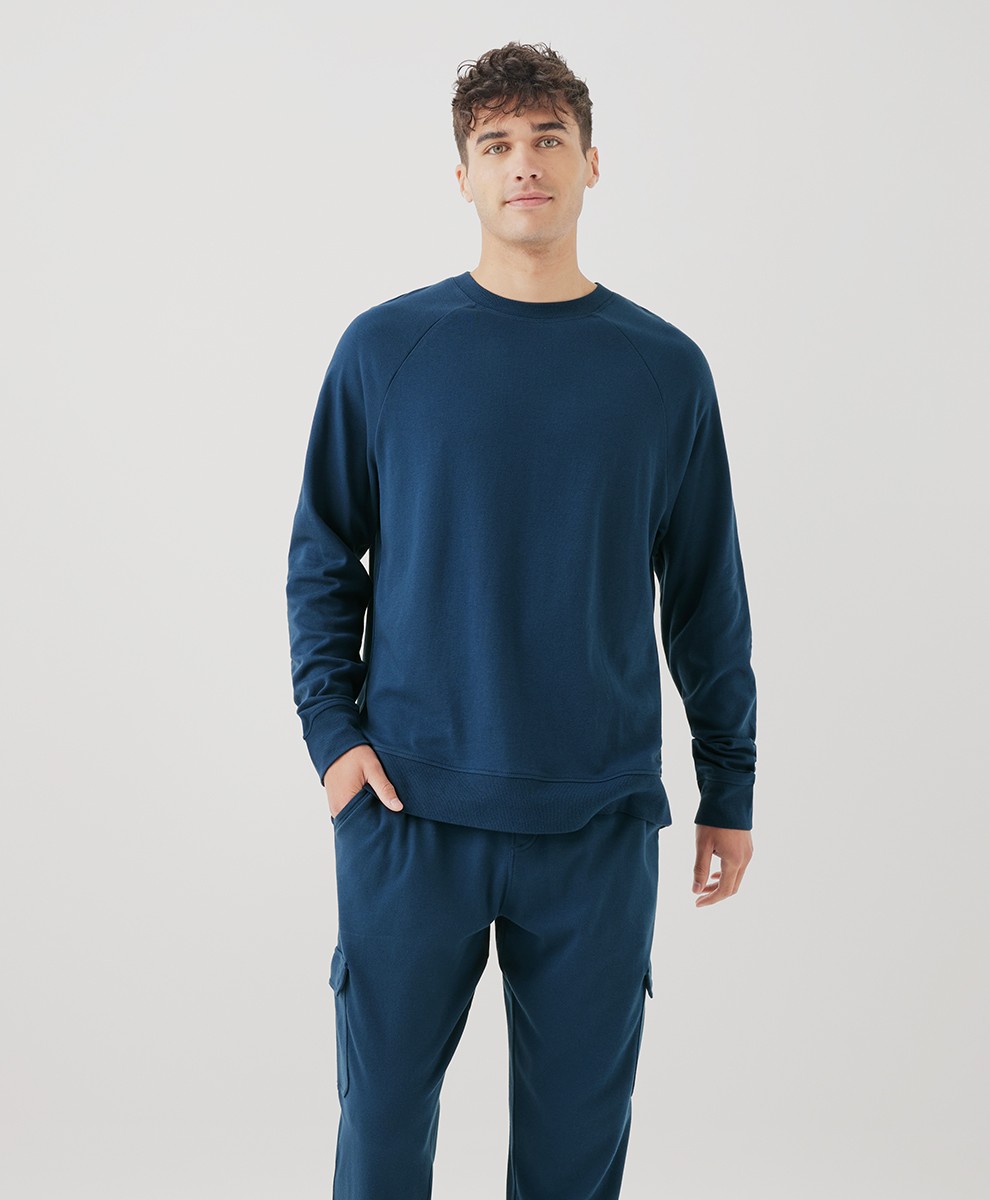 Pact Men&rsquo;s Airplane Long Sleeve Crew Shirt Medium French Navy Top Outerwear