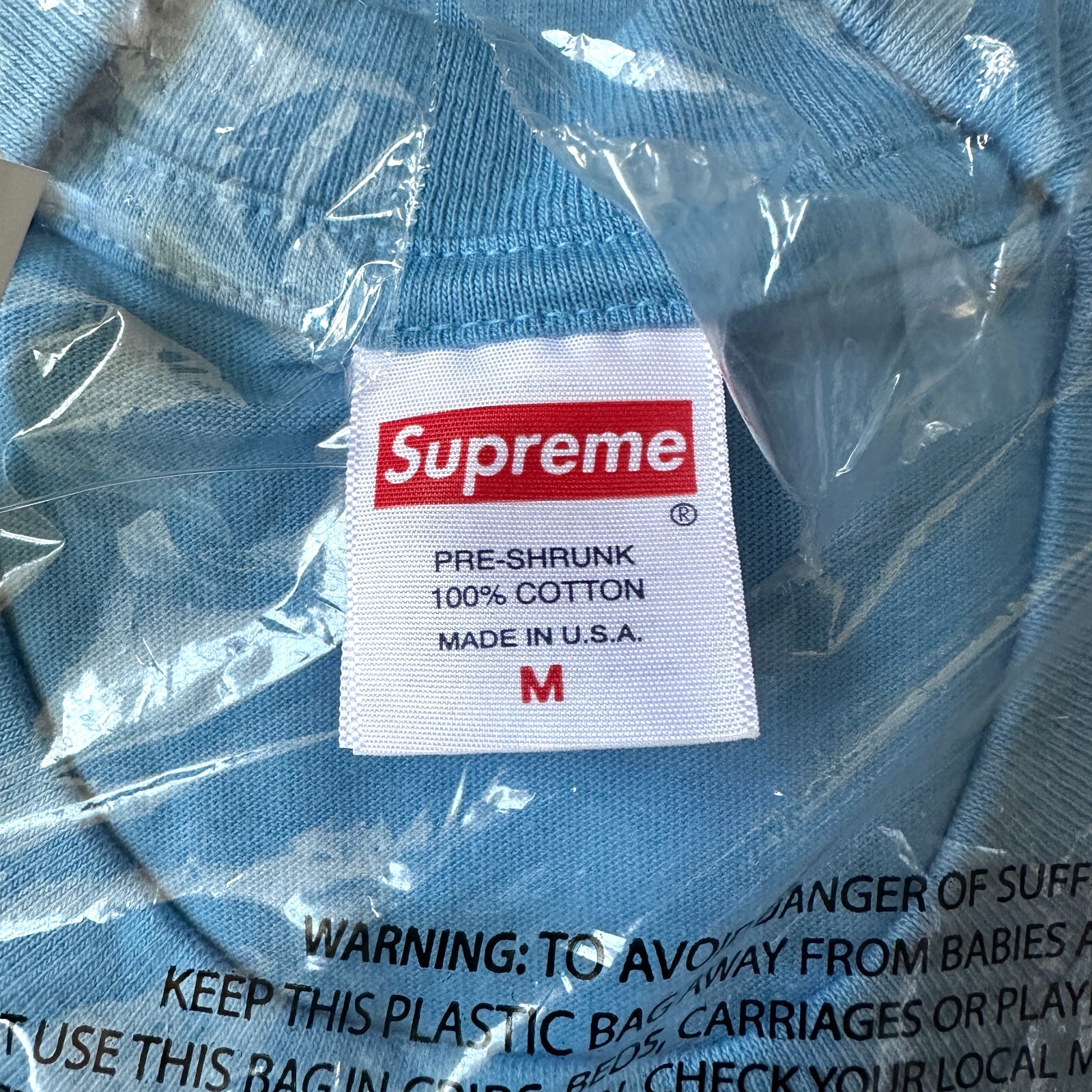 NWT Supreme SS24 Futura Box Logo Crewneck T-Shirt Brt Blue Tee Men&rsquo;s M AUTHENTIC