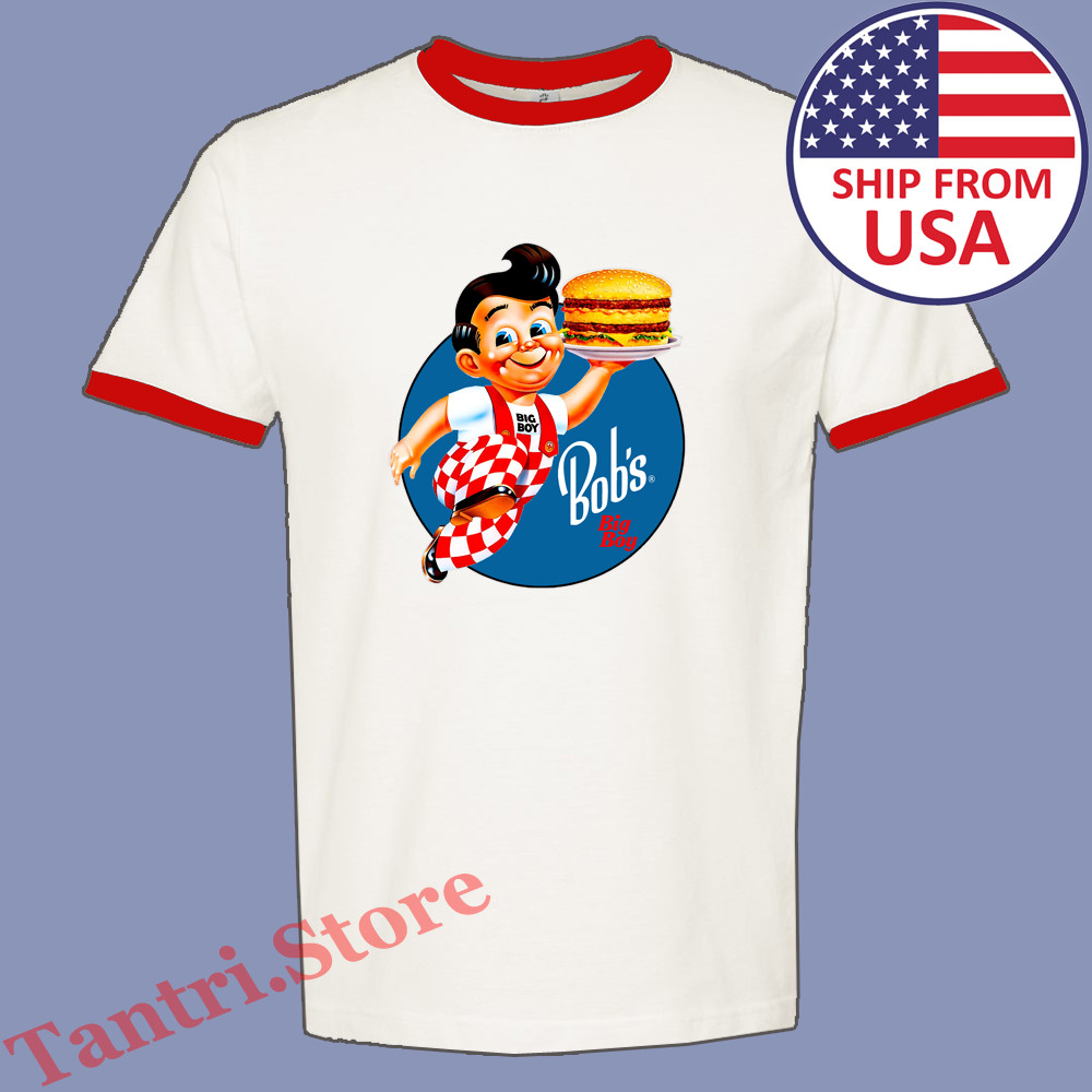 Bob&rsquo;s Big Boy Burger Men&rsquo;s Ringer Red Size S to 3XL