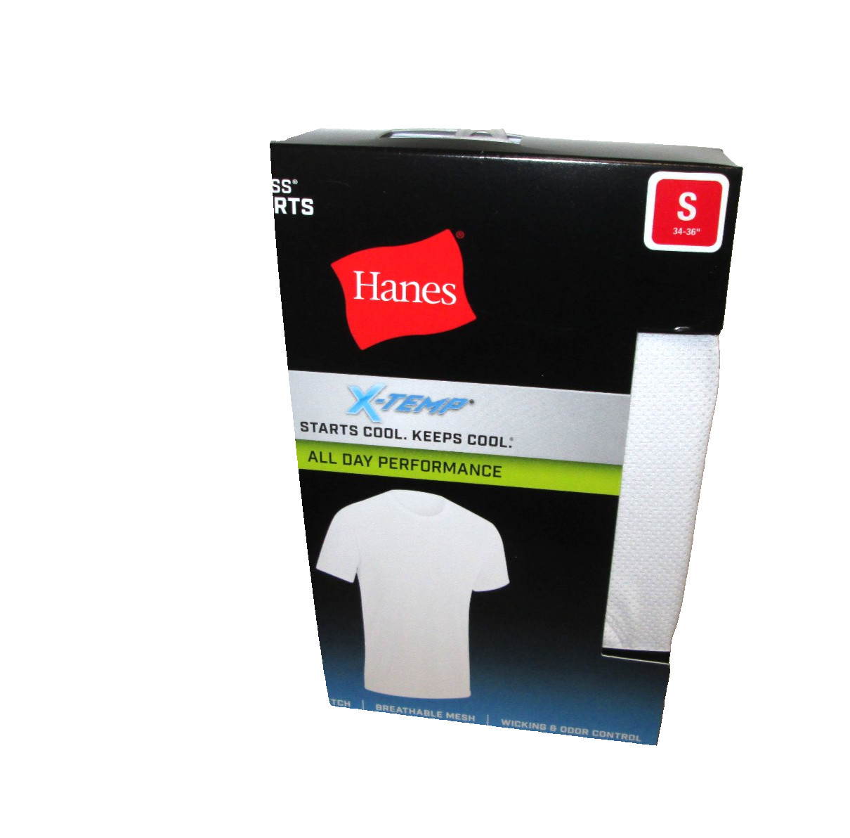 New Hanes Men&rsquo;s 3 Pack X-Temp Breathable Mesh Tagless White T-Shirts Small 34-36