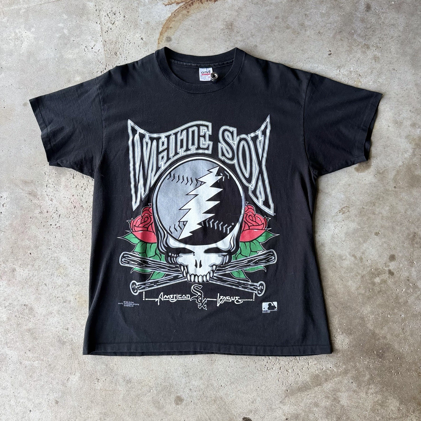 vintage grateful dead chicago white sox band graphic t-shirt anvil xl