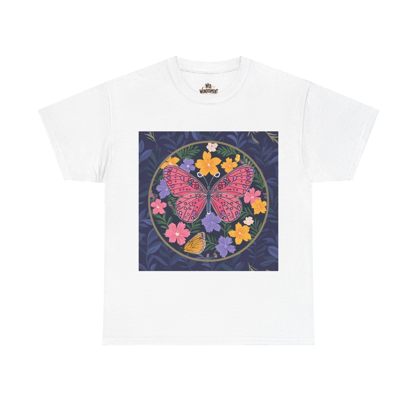 Butterfly in Flowers Unisex Heavy Cotton Tee