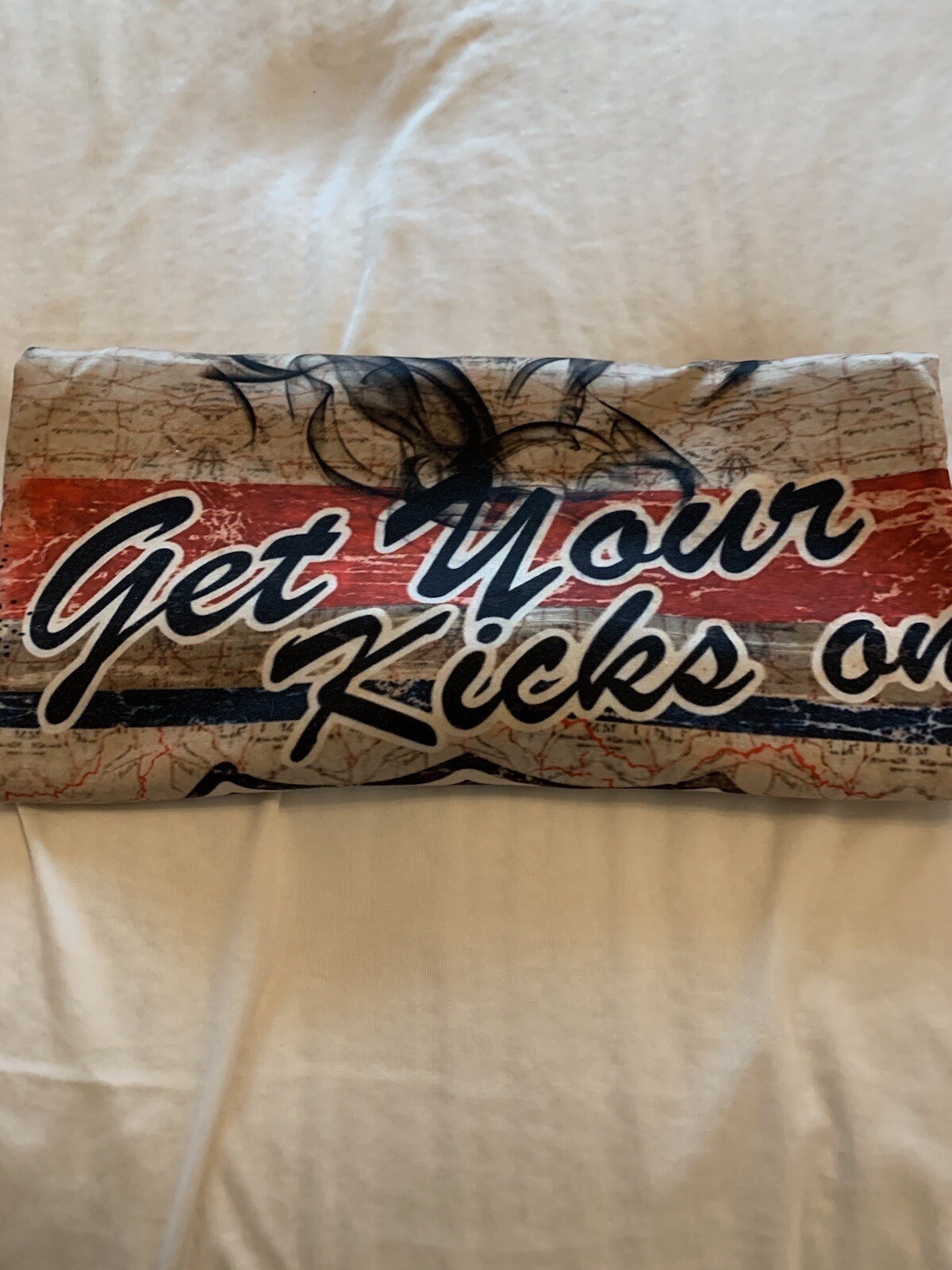 Men’s 3XL T-shirt Brown Embossed Soft Fabric “Get Your Kicks On Route 66”