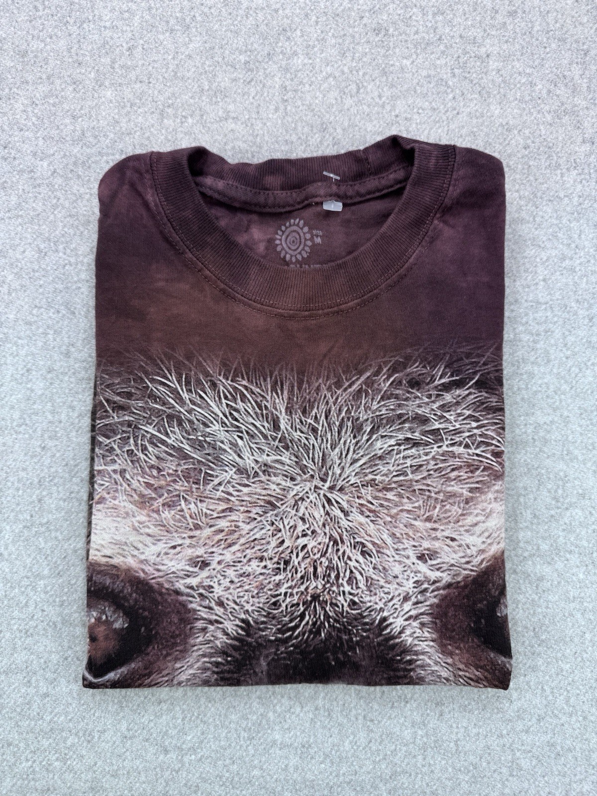The Mountain T Shirt Mens M « Sloth Face » Liquid Blue Hand Dyed Big Face Boho Tee