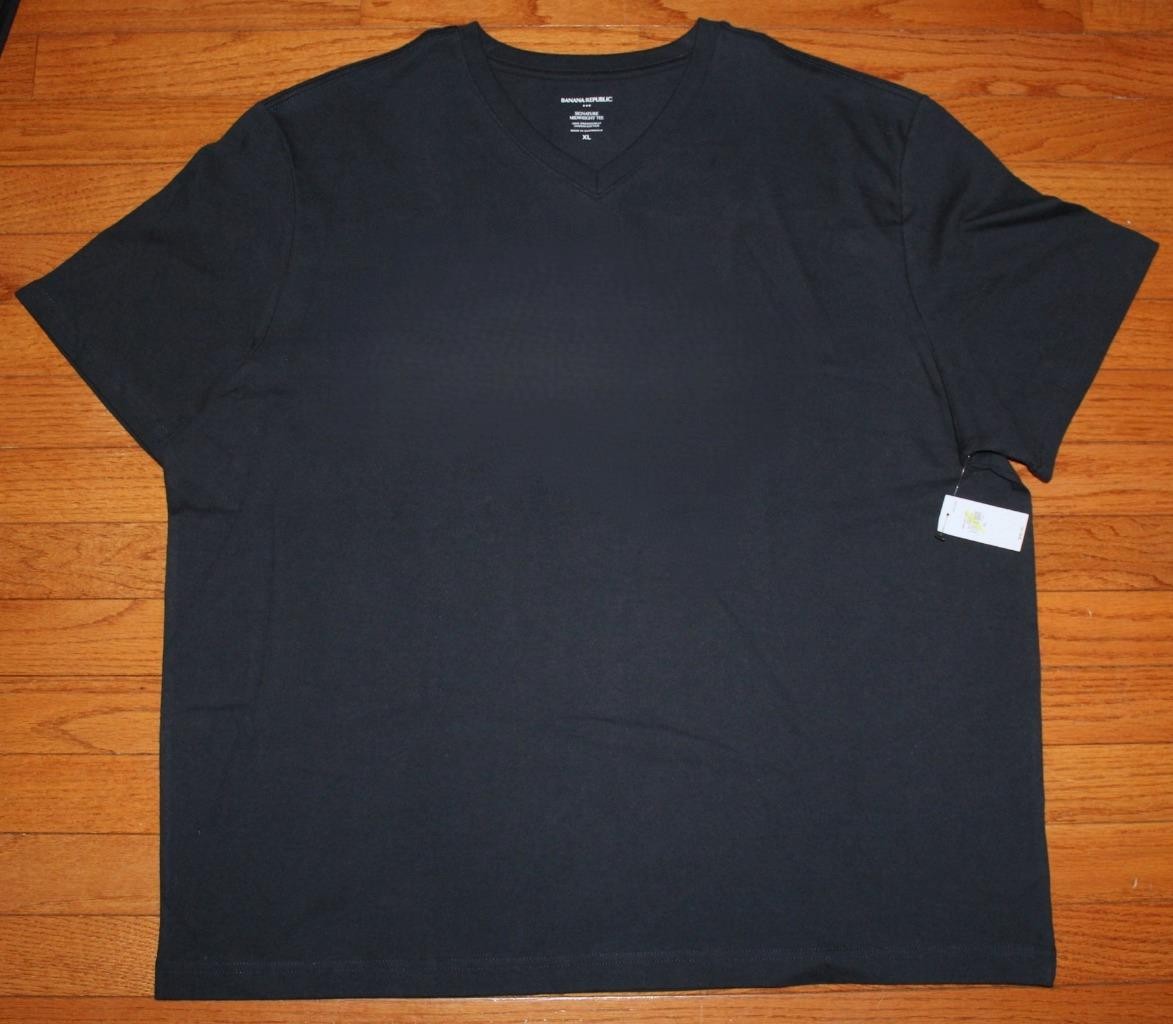 Mens BANANA REPUBLIC Signature Midweight T-Shirt V-Neck Navy Blue Tee Sz XL *V5