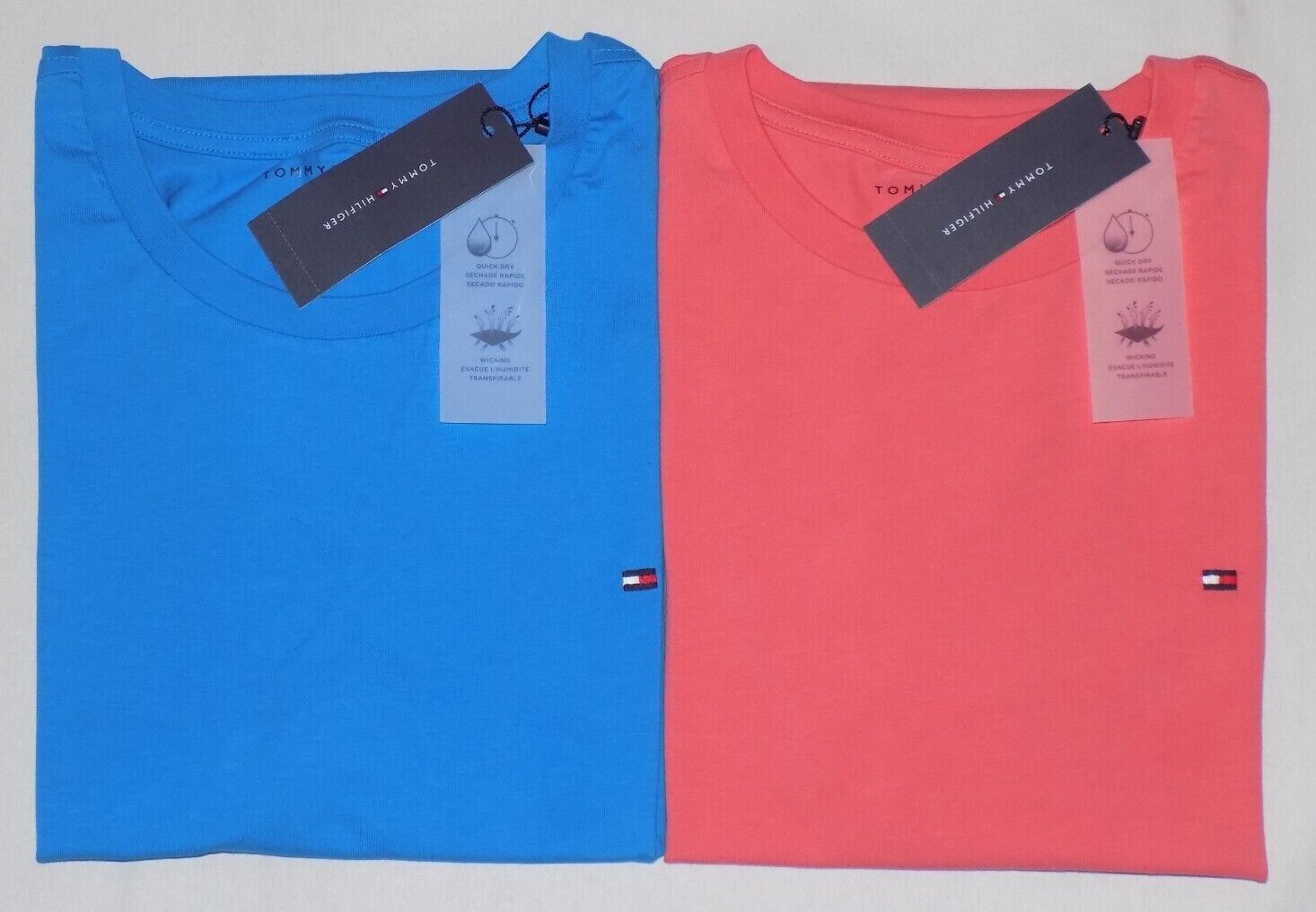 Tommy Hilfiger Men&rsquo;s Stretch Quick Dry Solid T-Shirts Blue M XL New